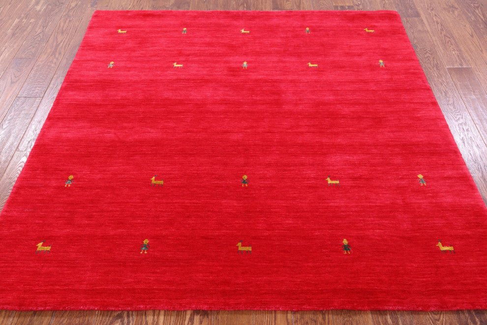 6' Square Persian Gabbeh Hand Knotted Wool Rug - Q15264
