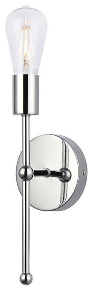 Living District Keely 1-Light Mid-Century Metal Wall Sconce in Chrome