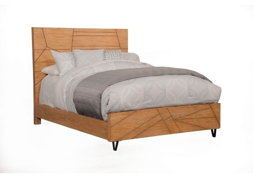 Mahogany Wood Queen Platform Bed With Headboard And Footboard, Brown