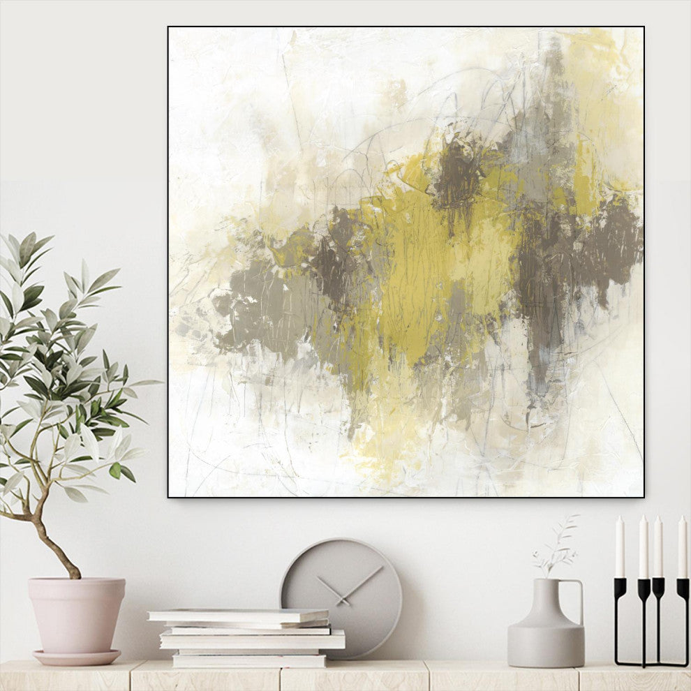 "Saffron Abstract I" Framed Canvas by Giant Art 20"x20"