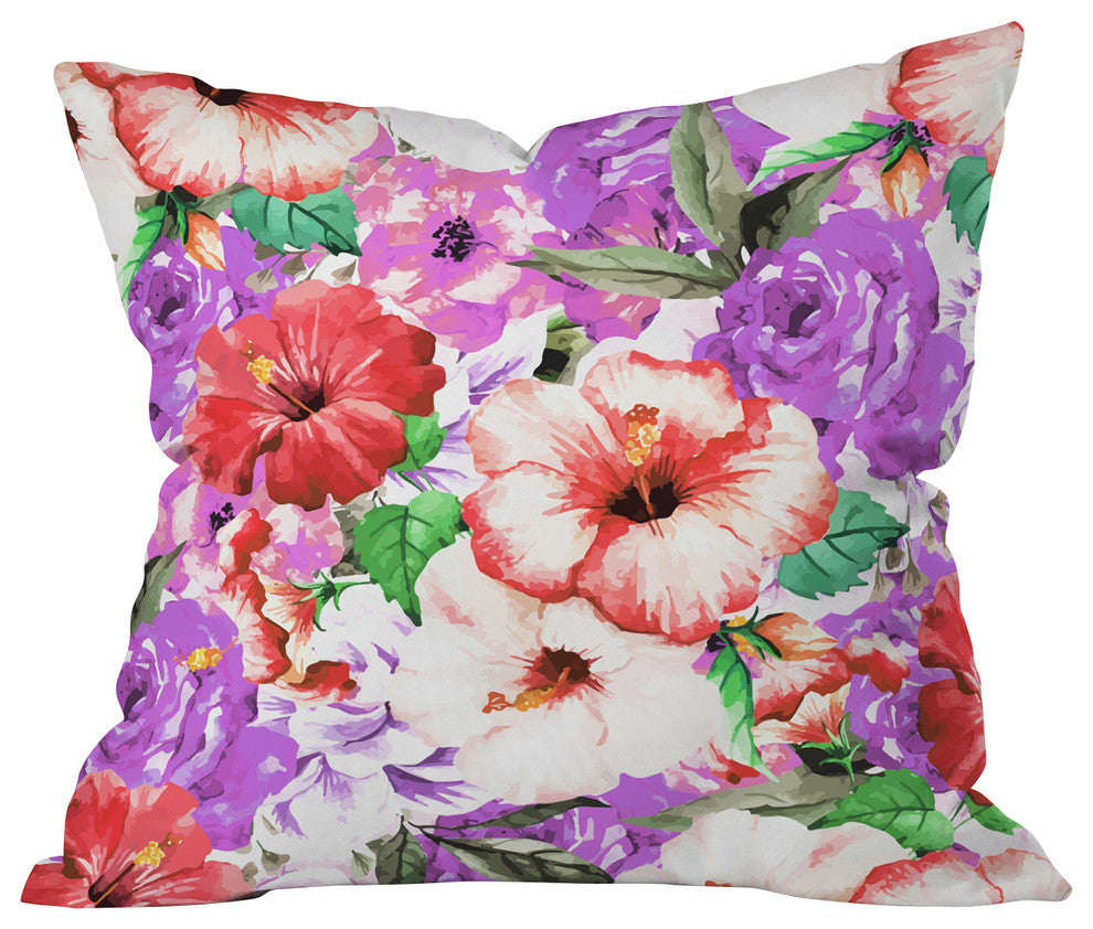 83 Oranges Purple Floral Throw Pillow