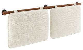 Anela Wall-Mounted Chenille Upholstered Full Headboard, Cream Walnut