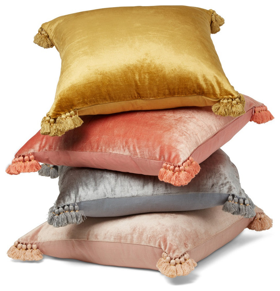 Raj Velvet Pillow, Slate Blue