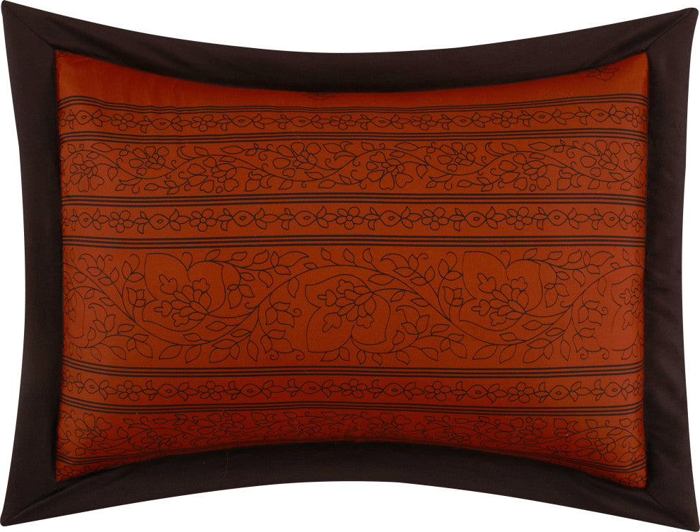 Raja 7 Piece Comforter Set, Rust, King