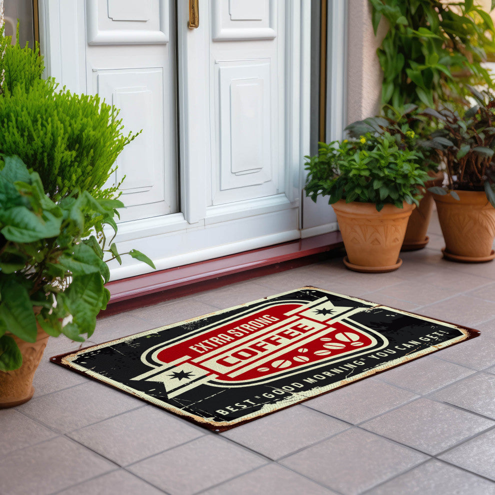 Indoor/Outdoor Kendall KE11 Black Machine Washable 1'8" x 2'6" Rug
