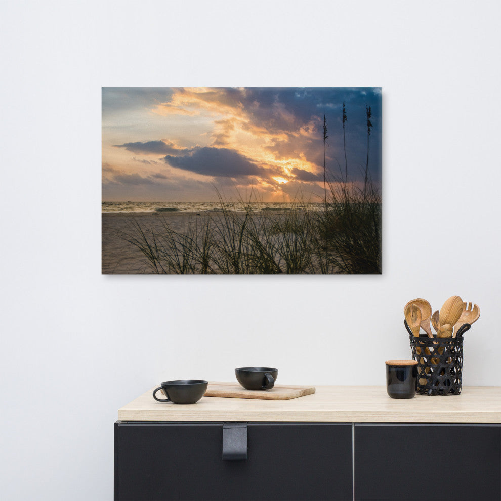 Coastal Wall Artwork: Anna Maria Island Beach Sunset 2 Canvas Print, 24" X 36"