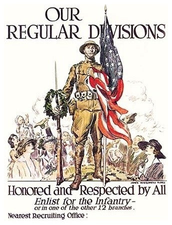 Our Regular Divisions - Enlist For the Infantry - Canvas Poster 20" x 30"