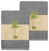 Colton 2-Piece Embellished Washcloth Set, Dark Gray
