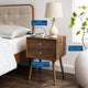 Nightstand Side End Table With USB, Wood, Brown Walnut, Modern Living Room