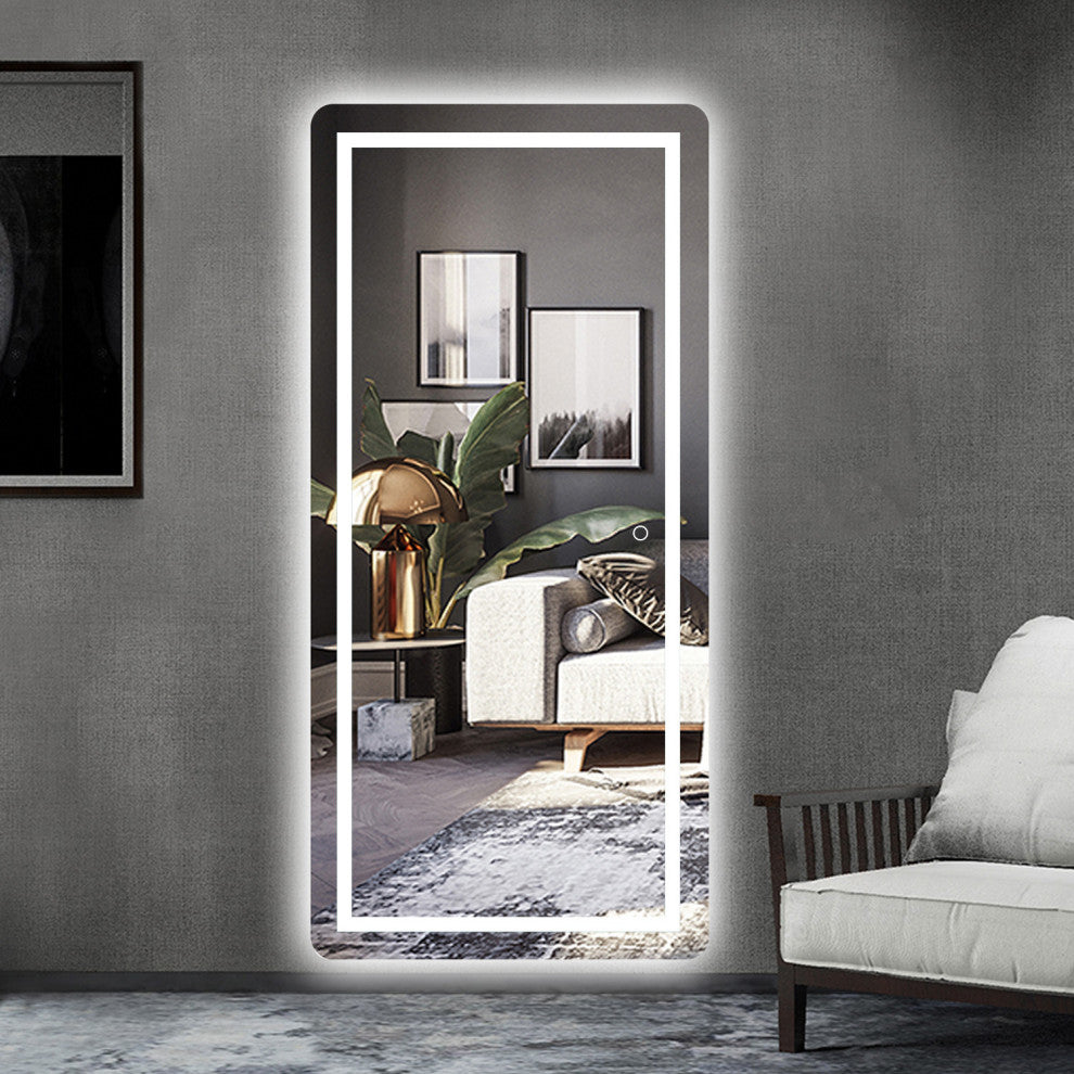Rounded Rectangle Led Petite LED Strip Rounded Rectangle Wall Mirror