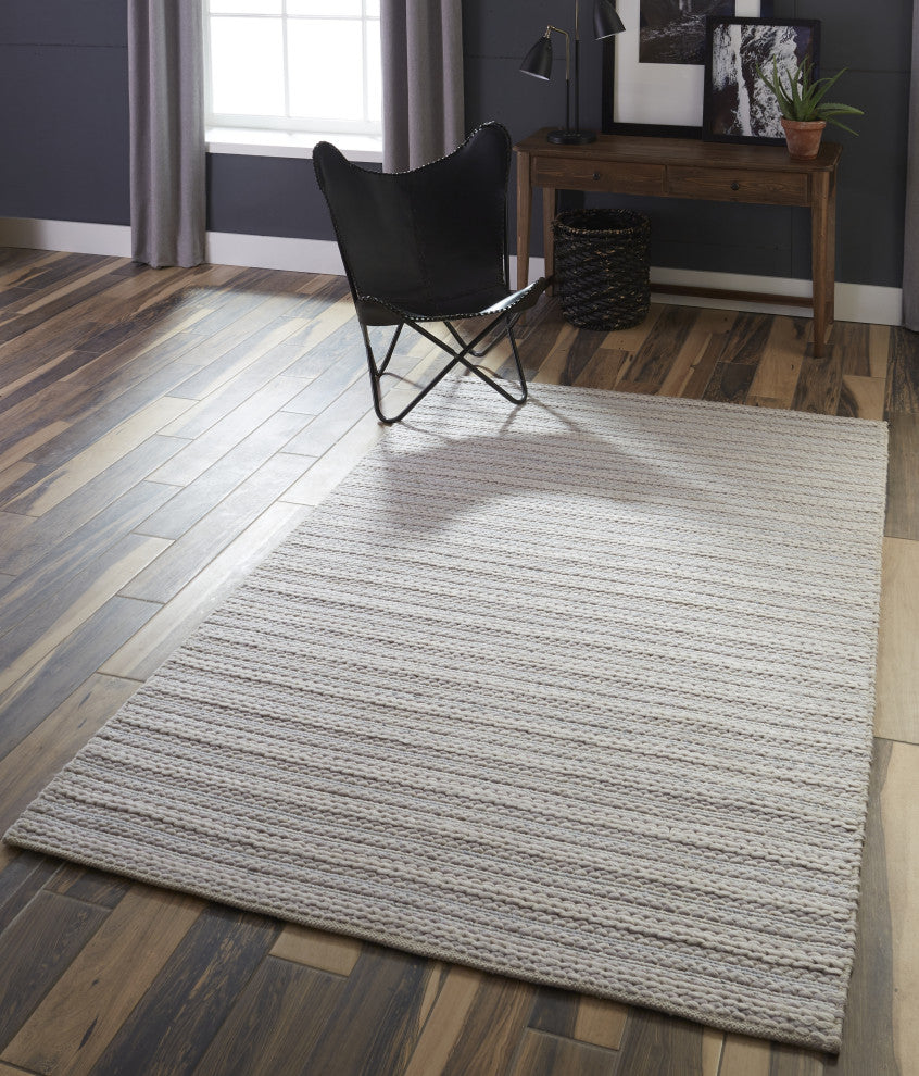 Momeni Andes Wool and Viscose Hand Woven Light Gray Runner 2'3"x8'