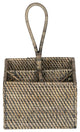 Loma Rattan Bottle and Silverware Caddy, Black-Wash
