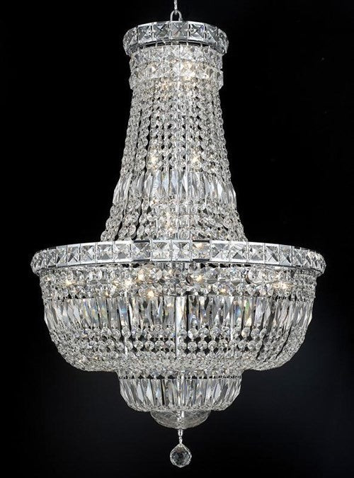Elegant Tranquil Dining Room Light, Chrome Finish With Royal Cut Crystal