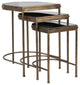 Bowery Hill Modern Nesting Table in Antique Gold (Set of 3)