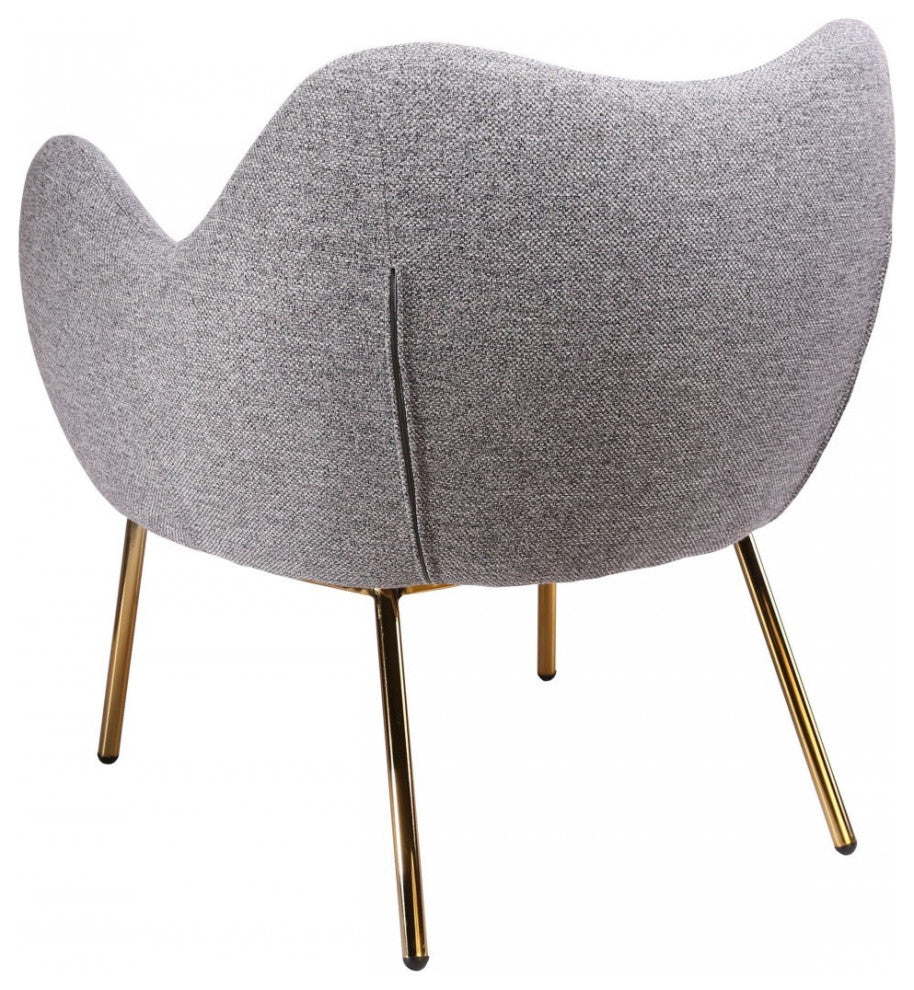 29" Plush Gray and Gold Comfy Accent Chair