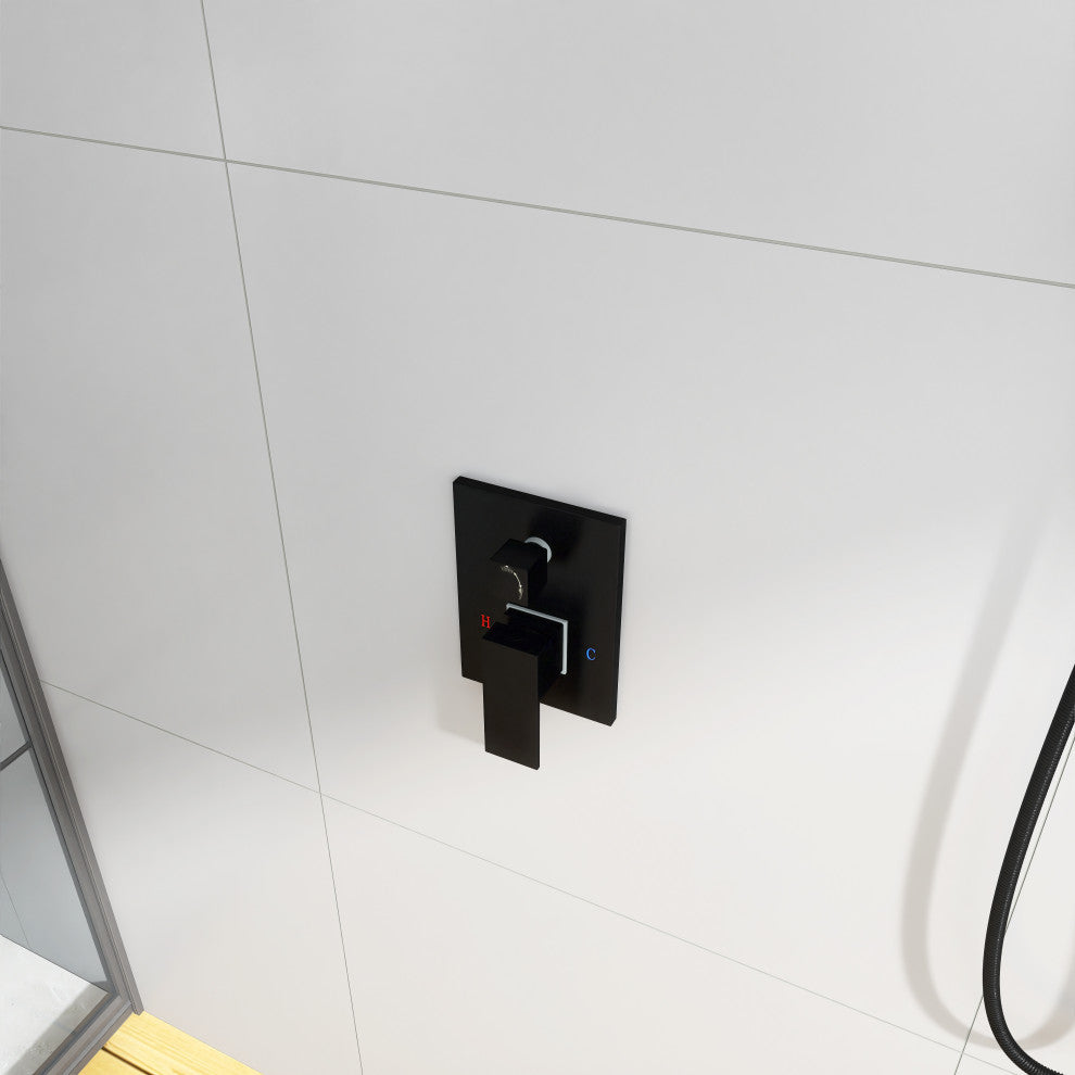 Wall Mount Shower Faucet With Rough-In Valve, Matte Black
