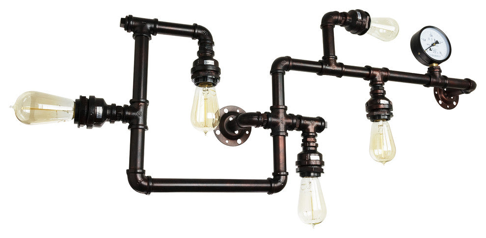 Sunlite 5-Light Piping Wall Sconce Vintage Fixture Copper Bronze