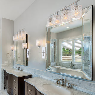 Vanity Art Modern Crystal Cut 4-Light Vanity Fixture, Chrome