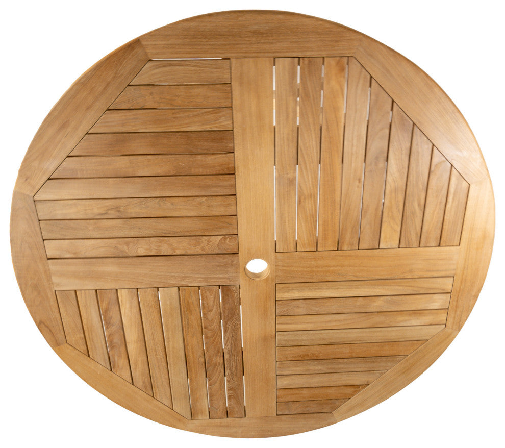 Nordic Style Teak Wood Natural Round Foldable Outdoor Dining Table - 47"
