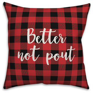 Better Not Pout, Buffalo Check Plaid 18x18 Throw Pillow