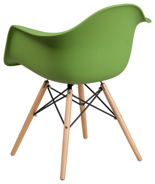 Alonza Series Green Plastic Chair, Wood Base