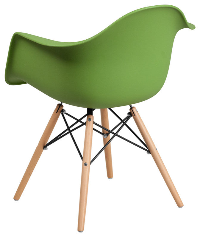 Alonza Series Green Plastic Chair, Wood Base