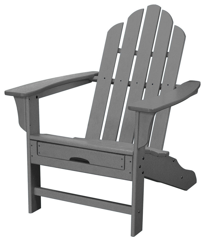 All-Weather Contoured Adirondack Chair, Hideaway Ottoman, Grey
