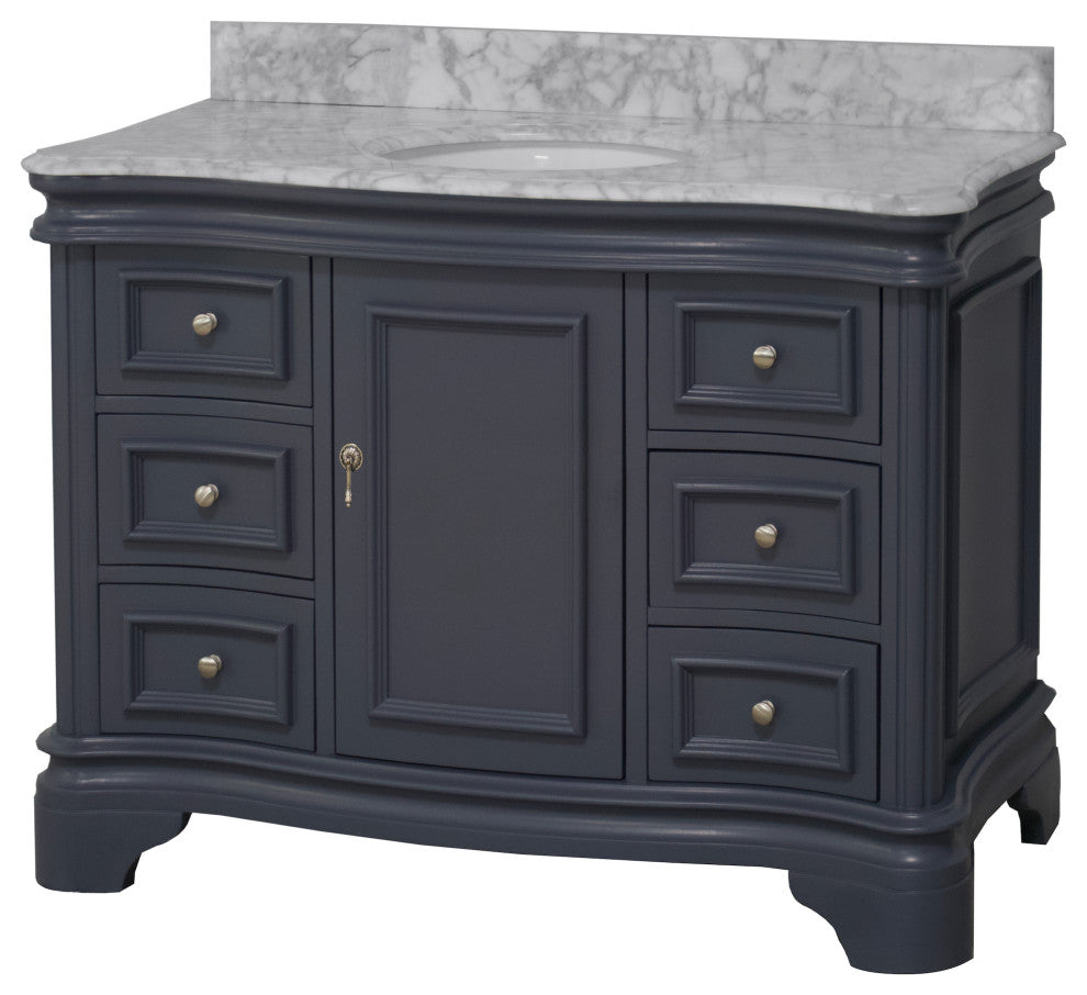Katherine 48" Bath Vanity, Marine Gray, Carrara Marble