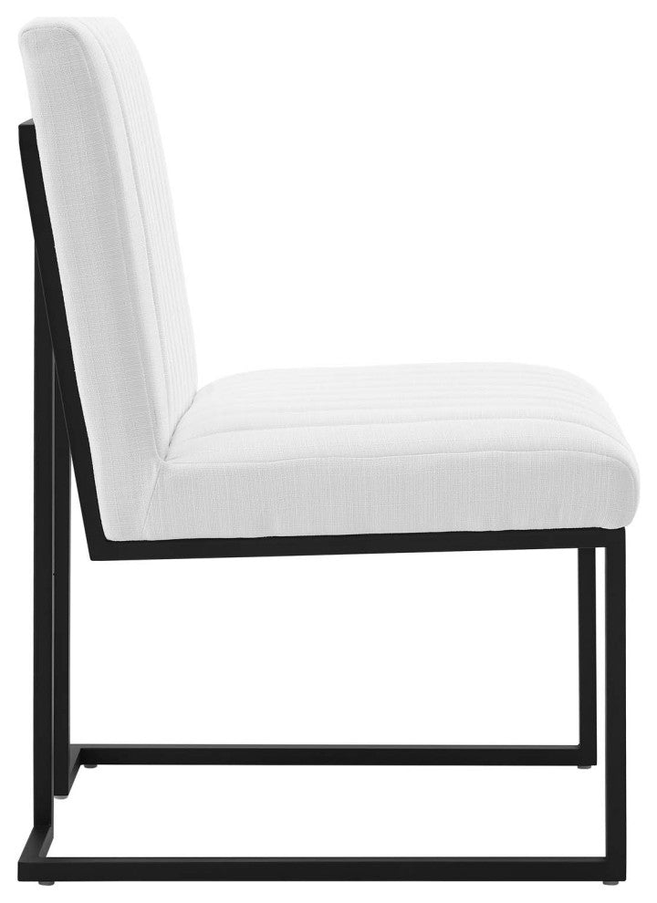 Indulge Channel Tufted Fabric Dining Chairs Set of 2, White