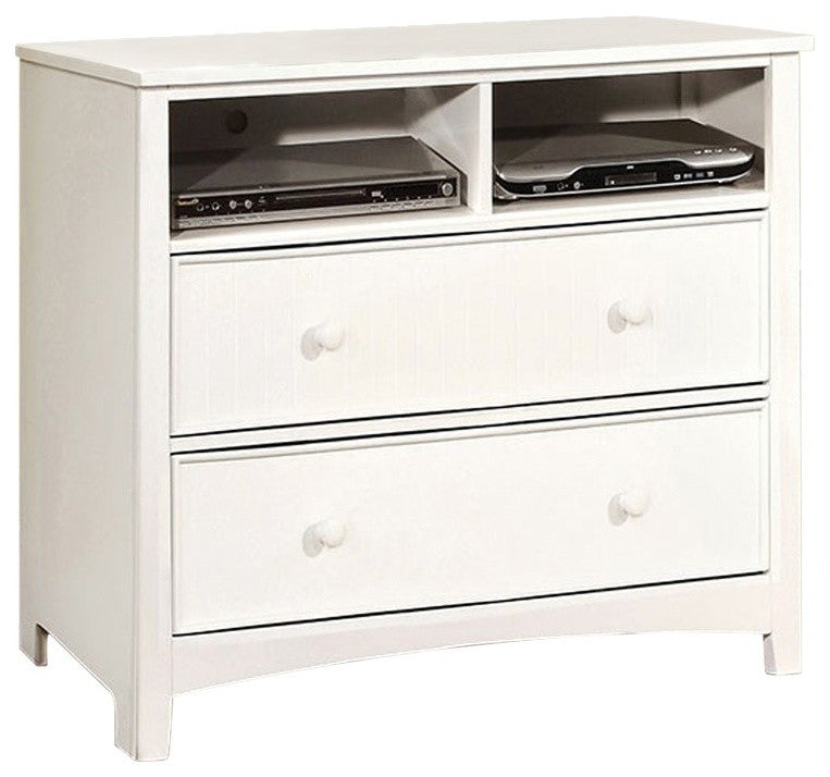 Benzara BM123562 Contemporary Style Wooden Media Chest, White