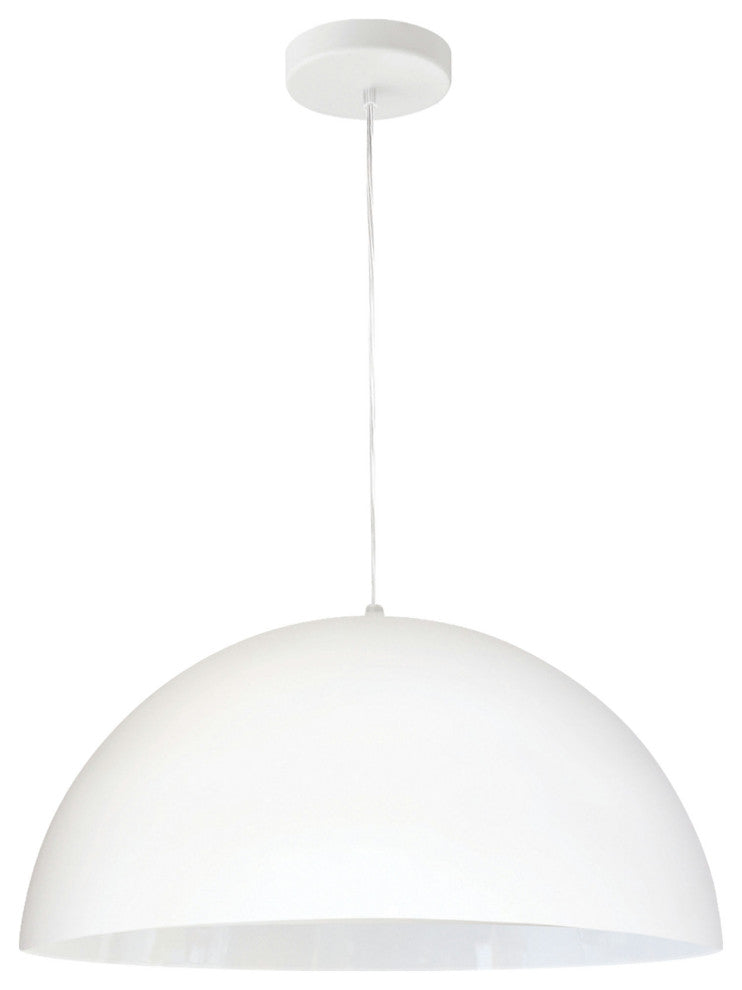 1 Light Incandescent Small Dome Pendant, Matte White