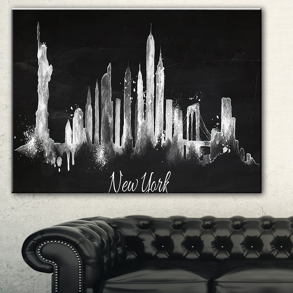 "New York Dark Silhouette" Canvas Print