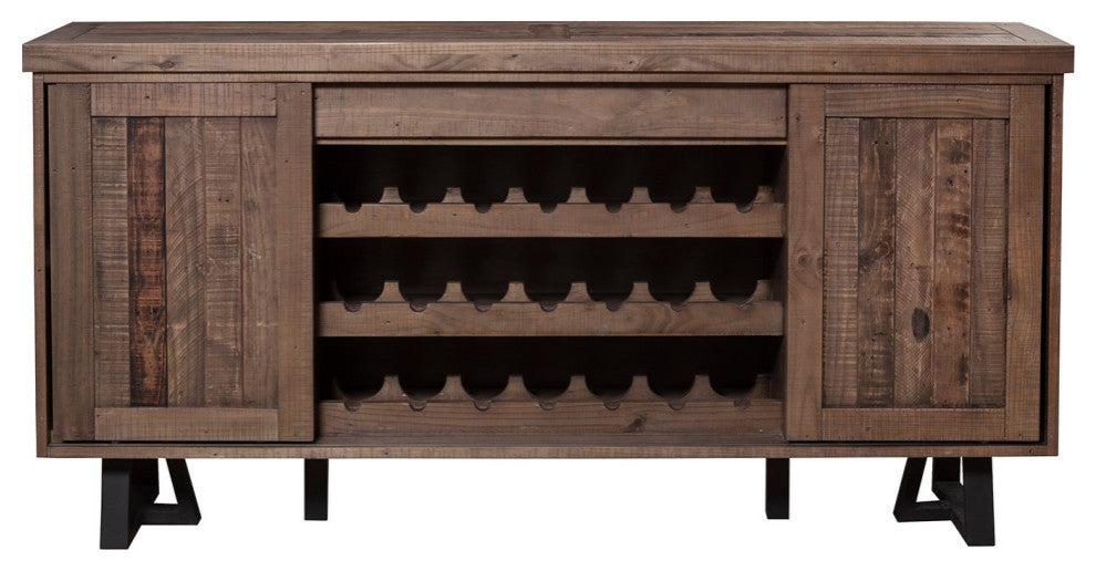 Prairie Sideboard With Wine Holder, Natural/Black