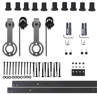 Vancleef Sliding Barn Door Hardware for Double Door, Gear Design, 12'