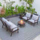 LeisureMod Walbrooke Patio Conversation Set With Fire Pit Table, Light Grey