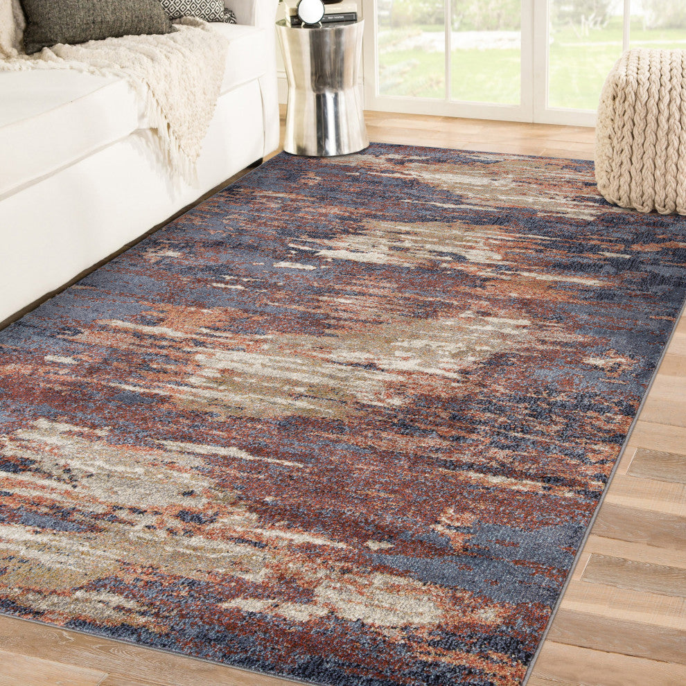 Jordan Delia Area Rug, Red, 5'3" x 7'6", Abstract