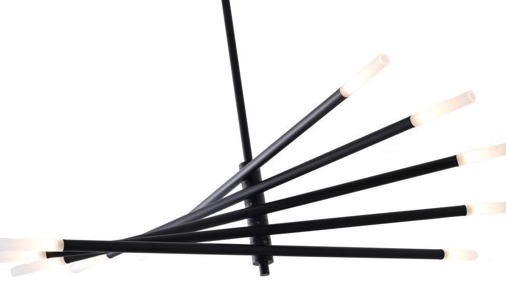 Black Metal Chandelier With Frosted Glass Shades