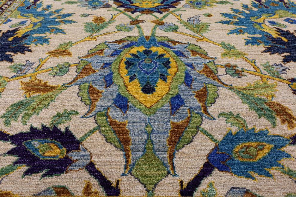 8' 10" X 11' 4" Persian Tabriz Vegetable Dye Handmade Wool Rug Q4567