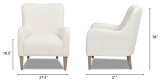 Nimbus 27.5" Curved Accent Chair, Ivory White Boucle