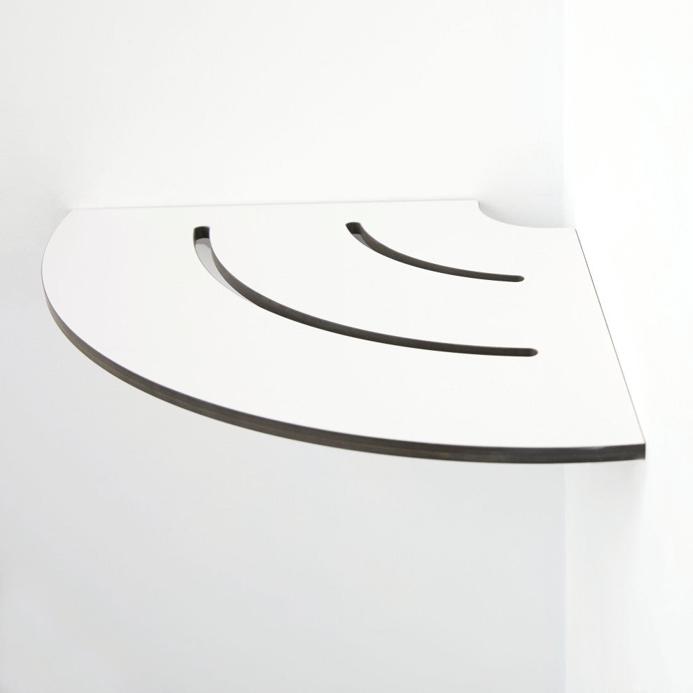 White Corner Shower Seat With 18" Radius