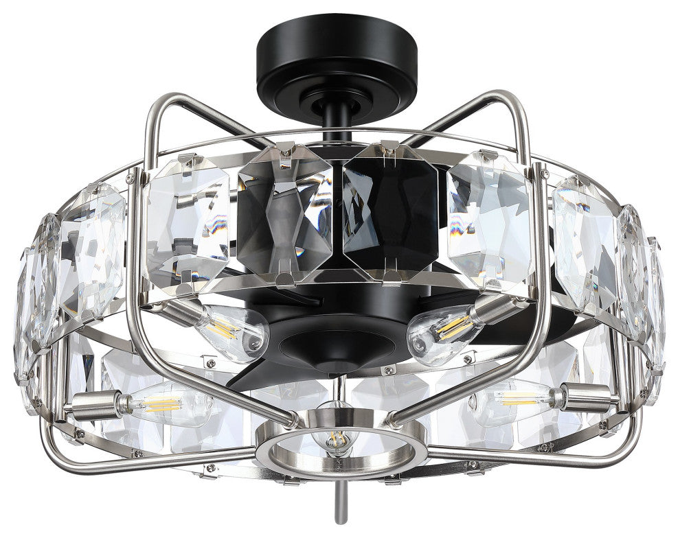 22.8 in Modern Black Caged Ceiling Fan, Fandelier