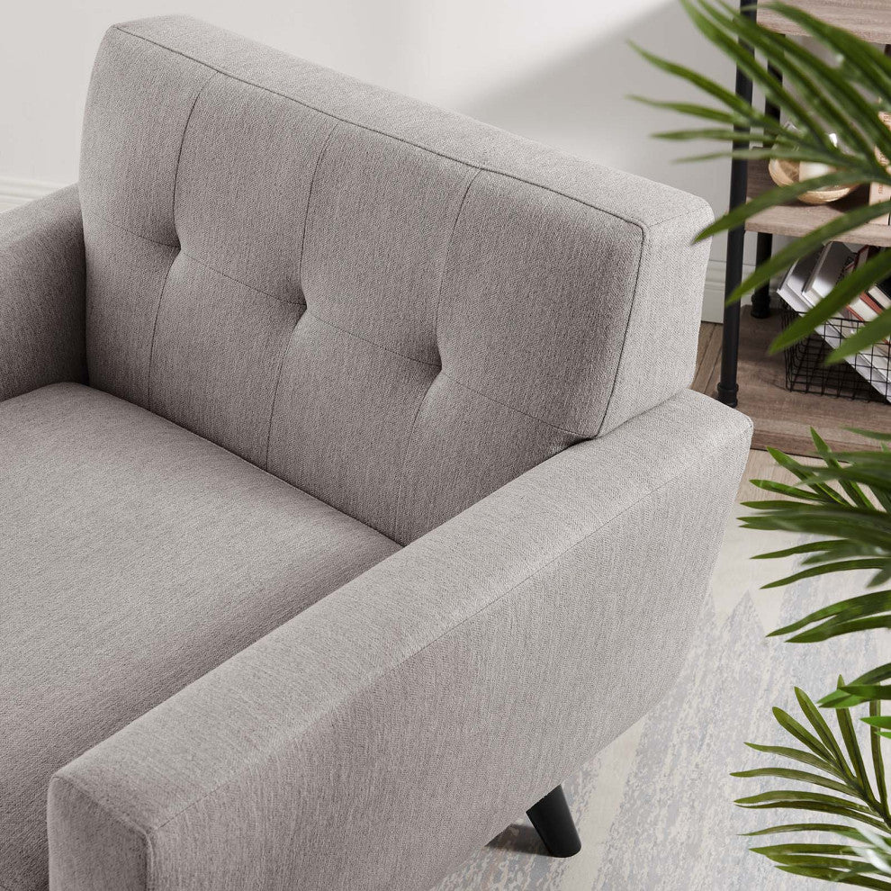 Armchair Accent Chair, Gray, Fabric, Modern, Mid Century Hotel Lounge Cafe