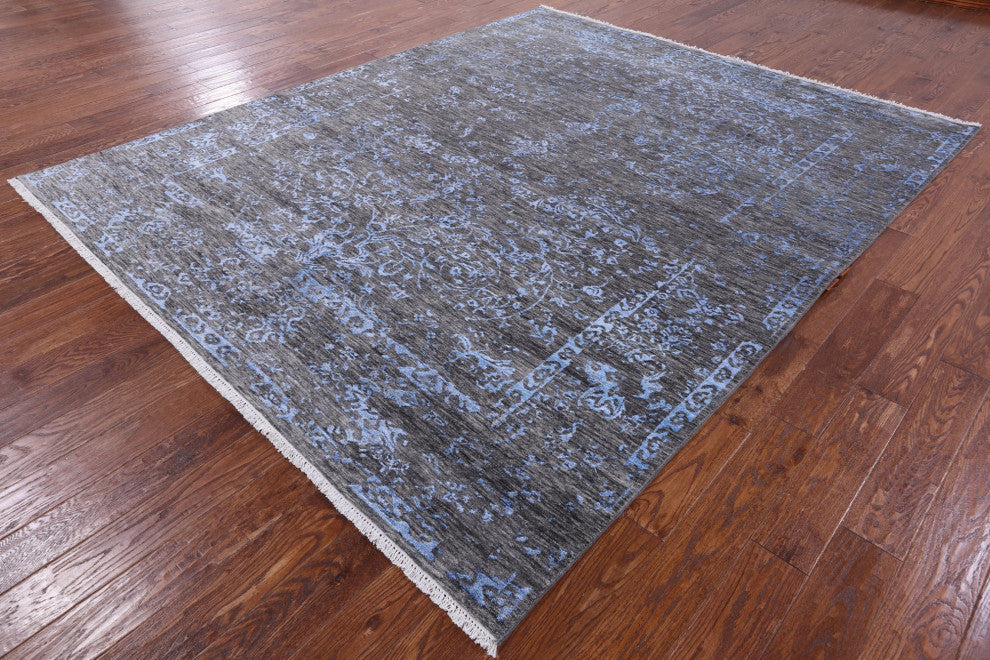Persian Hand Knotted Wool and Silk Rug 8' 1" X 9' 10" Q8691