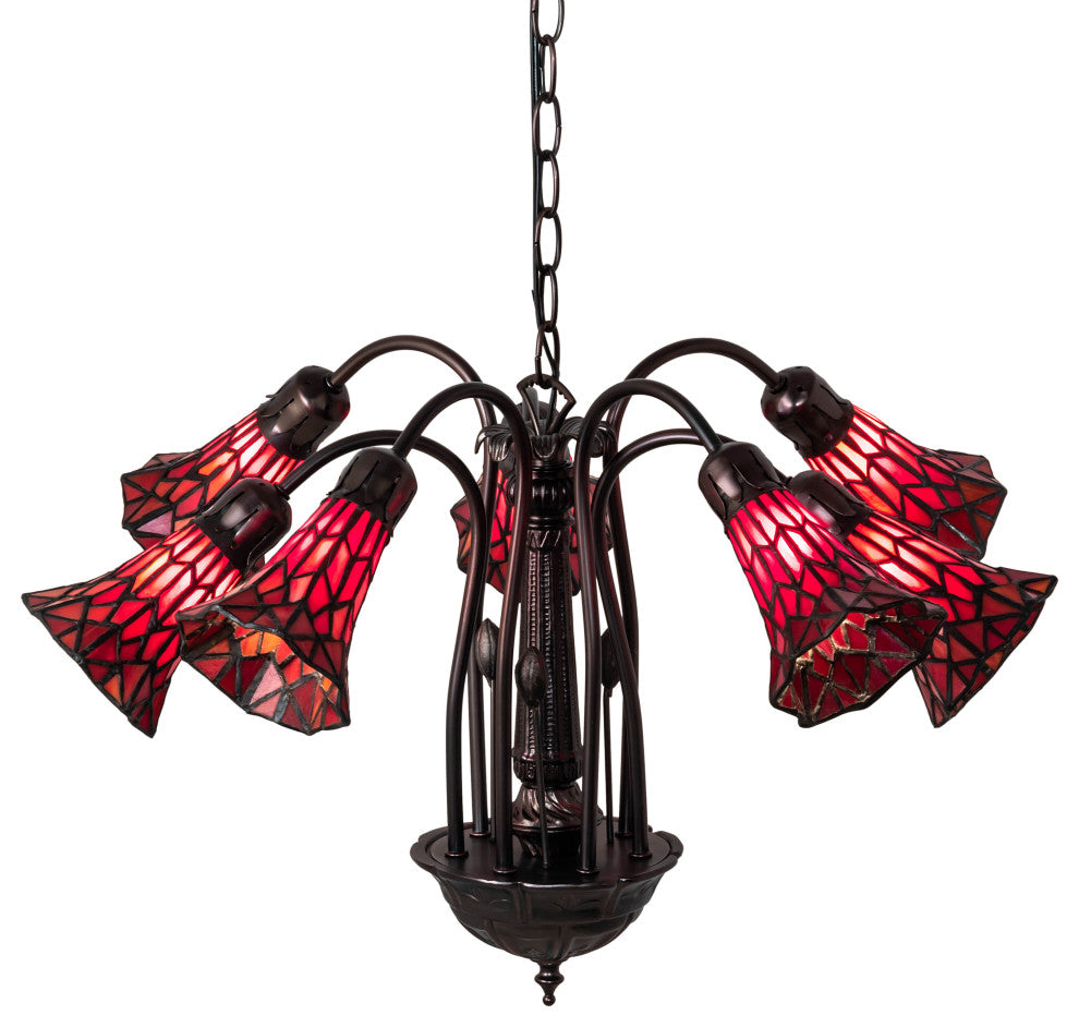 24 Wide Tiffany Pond Lily 7 Light Chandelier
