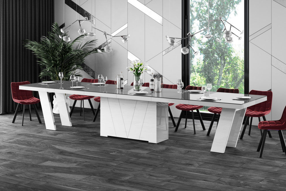 ALETA Extendable Dining Table, Grey/White