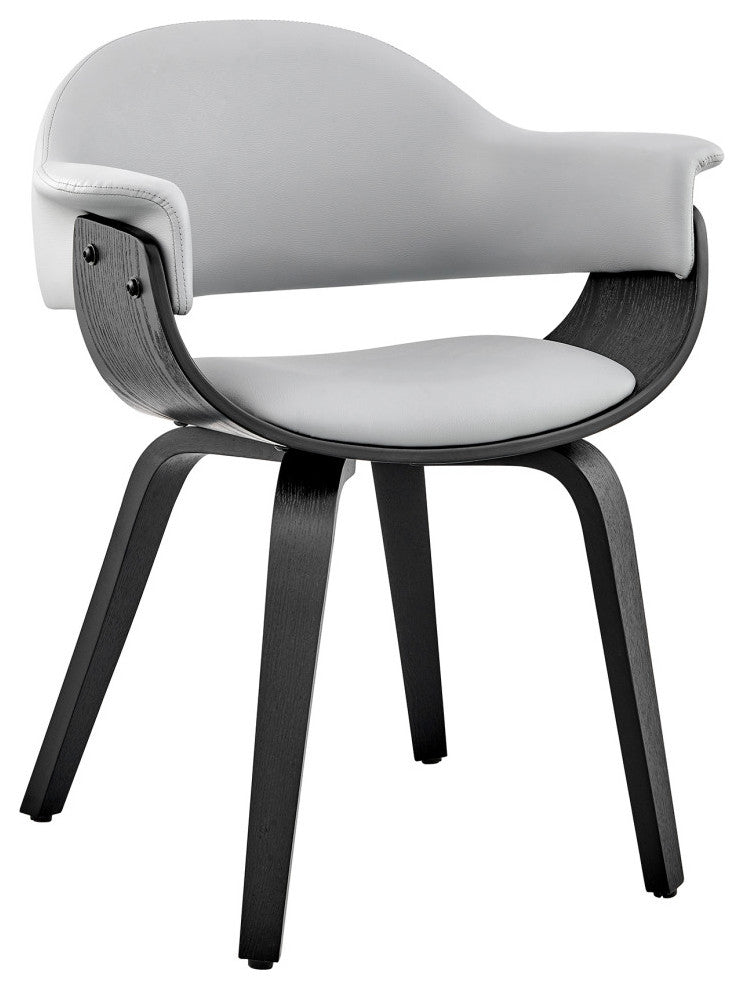 Adalyn Faux Leather and Wood Dining Room Accent Chair, Gray and Black