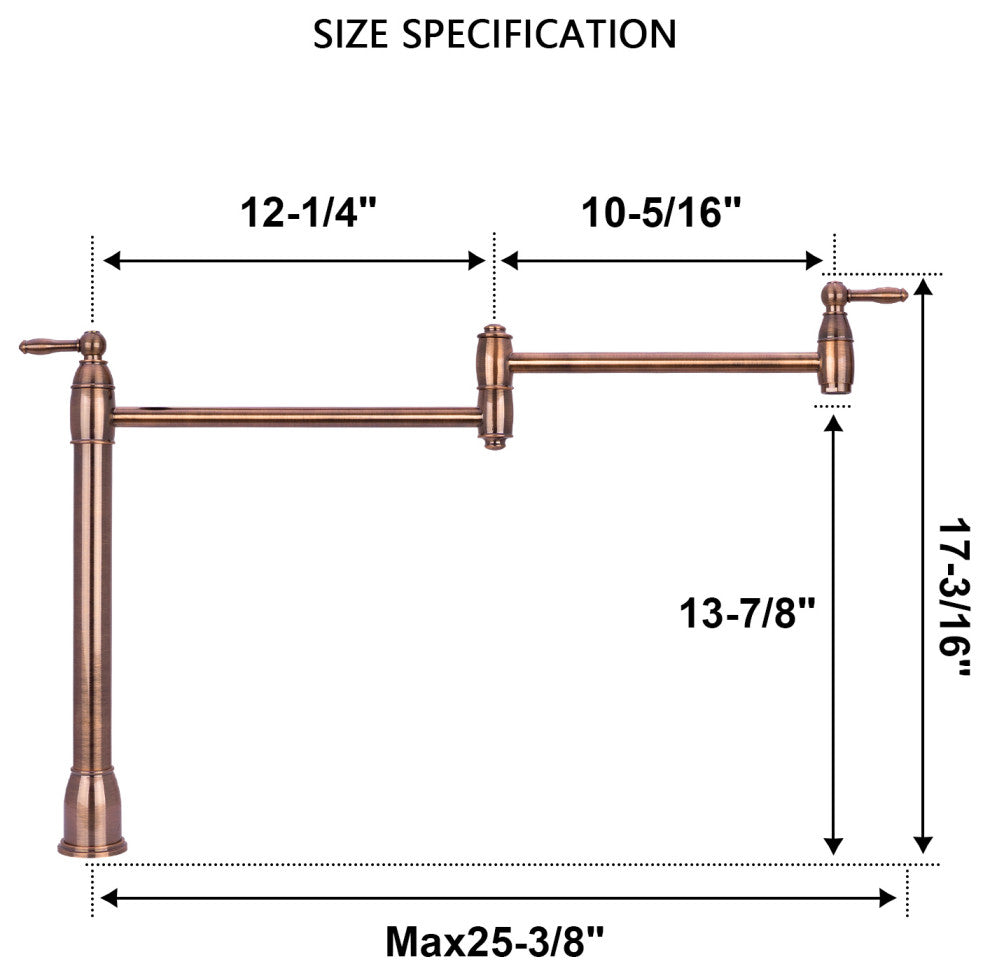 Copper Pot Filler Kitchen Faucet Deck-Mounted, Antique Copper
