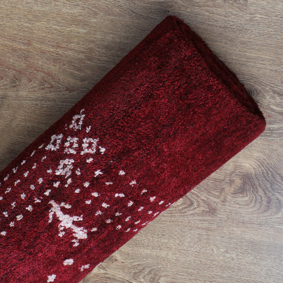 HAND KNOTTED LOOM WOOL ECO-FRIENDLY AREA RUGS - Rectangle, Red, Contemporary