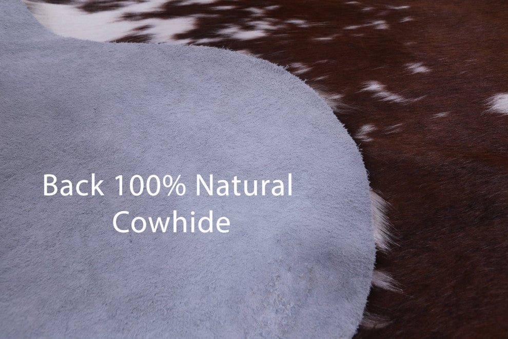6' 9" X 5' 11" Brown and White Natural Cowhide Rug C2362