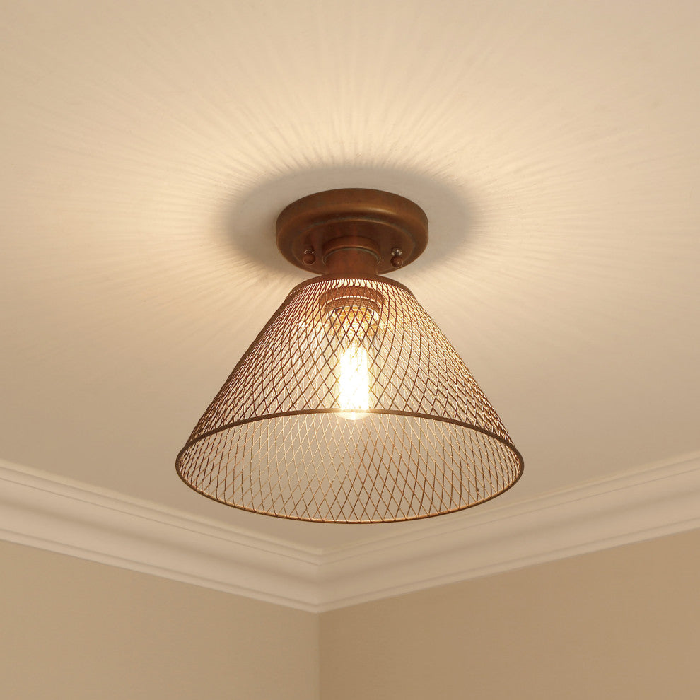 Golden Lighting Carver CP Semi-Flush, Copper Patina